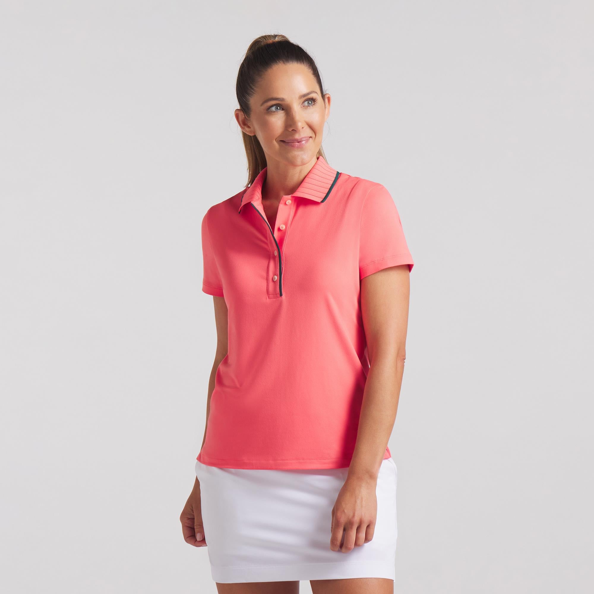 Puma Cloudspun Bridge Ladies Golf Polo Shirt Peach Frost